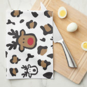 かわいいトナカイ柄キッチンタオル キッチンタオル (四つ折り)