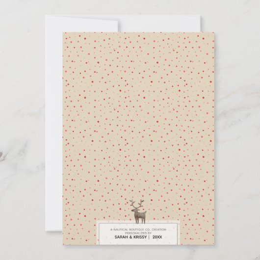 かわいいトナカイ模様のアーストーンまたはカスタムカラー シーズンカード (裏面)