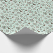 かわいいトナカイ模様シーグリーンまたはカスタム色 ラッピングペーパー (角)