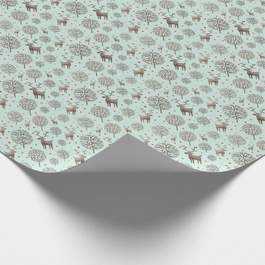 かわいいトナカイ模様シーグリーンまたはカスタム色 ラッピングペーパー (角)