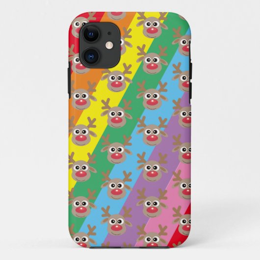 かわいいトナカイ漫画パターンクリスマスレインボー Case-Mate iPhoneケース (裏面)