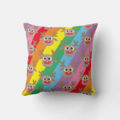 かわいいトナカイ漫画レインボークリスマスパターン クッション (裏面)