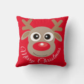 かわいいトナカイ漫画レッドクリスマス クッション (裏面)