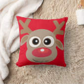 かわいいトナカイ漫画レッドクリスマス クッション (ブランケット)