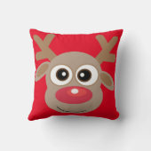 かわいいトナカイ漫画レッドクリスマス クッション (裏面)