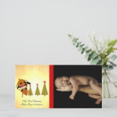 かわいいトナカイ私の最初のクリスマスホリデーフォトカード シーズンカード (スタンド正面)