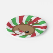 かわいいトナカイ紙プレート ペーパープレート (アングル)