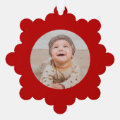 かわいいトナカイ赤いクリスマスホリデーズフォト オーナメントカード (裏面)