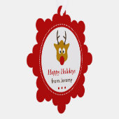 かわいいトナカイ赤いクリスマス オーナメントカード (右)