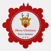 かわいいトナカイ赤いクリスマス オーナメントカード (裏面)