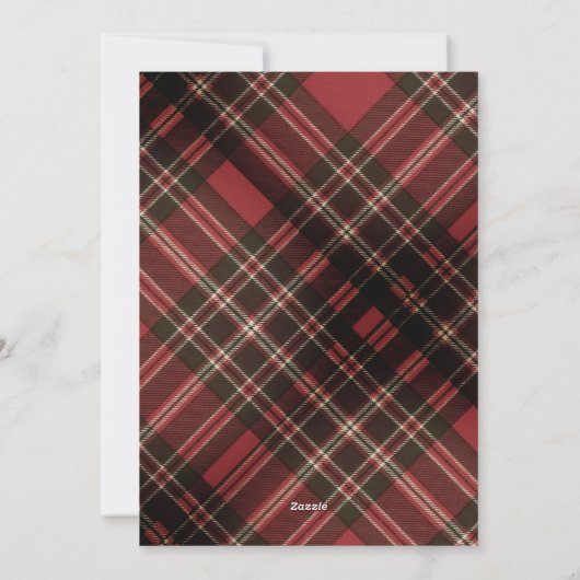 かわいいトナカイ赤いタータンチェックスカーフのクリスマスグリーティング シーズンカード (裏面)