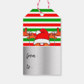 かわいいトナカイ赤と緑のストライプのユーモア ギフトタグ (裏面)