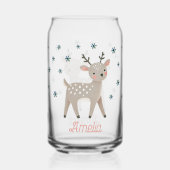 かわいいトナカイ雪の結晶スケッチ名クリスマス ガラス缶 (裏面)