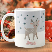 かわいいトナカイ雪の結晶スケッチ名クリスマス コーヒーマグカップ