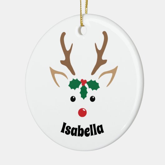 かわいいトナカイ顔パーソナライズされたクリスマスオーナメント セラミックオーナメント (左)
