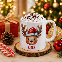 かわいいトナカイ顔パーソナライズされたクリスマスマグ コーヒーマグカップ