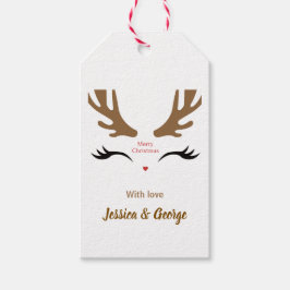 かわいいトナカイ顔モダンメリークリスマスホリデー ギフトタグ
