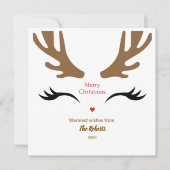 かわいいトナカイ顔モダンメリークリスマス シーズンカード (正面)