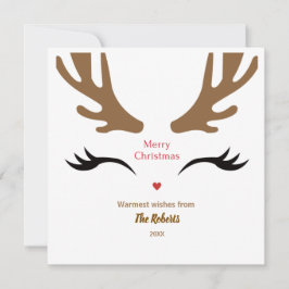 かわいいトナカイ顔モダンメリークリスマス シーズンカード