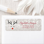 かわいいトナカイ顔、キラキラ《写真》ぼけ味ラベル ラベル (インサイチュ)