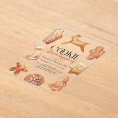 かわいいトナカイ飾クッキーパーティー アクリル招待状 (レイダウン)