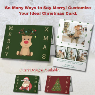 かわいいトナカイ4枚の絵 シーズンカード