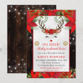 かわいいトナカイ　オーディア　クリスマス　ベイビーシャワー 招待状 (正面/裏面)