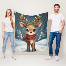 かわいいトナカイ クリスマス あったか 冬のぬくもり フリースブランケット