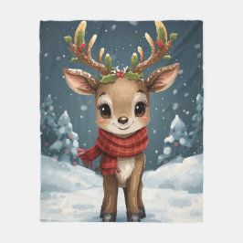 かわいいトナカイ クリスマス あったか 冬のぬくもり フリースブランケット