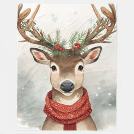 かわいいトナカイ クリスマス フリースブランケット