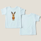 かわいいトナカイ クリスマス 子供服Tシャツ (デザイン正面&裏面)