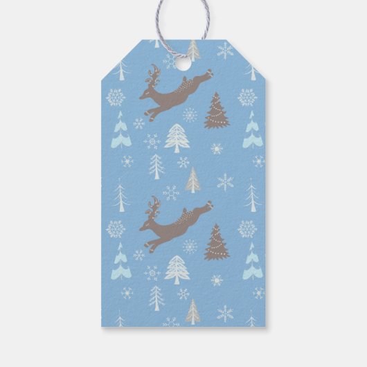 かわいいトナカイ |グレーブルーメリークリスマスギフトラベル ギフトタグ (裏面)