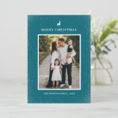 かわいいトナカイ シンプルな雪の結晶 カスタム 2 枚の写真 シーズンカード (スタンド正面)