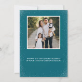 かわいいトナカイ シンプルな雪の結晶 カスタム 2 枚の写真 シーズンカード (裏面)