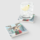 かわいいトナカイ ストーンコースター (横)