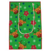 かわいいトナカイ&スノーフレーククリスマス ミディアムペーパーバッグ (裏面)