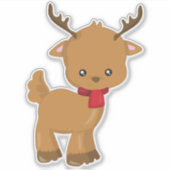 かわいいトナカイ,トナカイ,スカーフ,〔雄ジカの〕枝角 シール (正面)