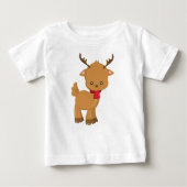 かわいいトナカイ,トナカイ,スカーフ,〔雄ジカの〕枝角 ベビーTシャツ (正面)