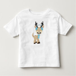 かわいいトナカイ，トナカイ，ブルースカーフ トドラーTシャツ