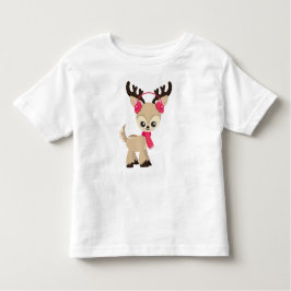 かわいいトナカイ，トナカイ，赤いスカーフ トドラーTシャツ