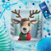 かわいいトナカイ ペーパープレート (パーティー)