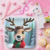 かわいいトナカイ ペーパープレート (パーティー)