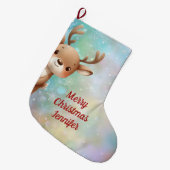 かわいいトナカイ ラージクリスマスストッキング (正面 (吊り時))