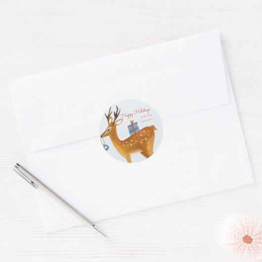 かわいいトナディアウッドランドクリスマスホリデー ラウンドシール (封筒)