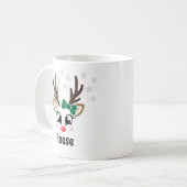 かわいいトナディアガールグリーンボウ名前をカスタムするクリスマス コーヒーマグカップ (正面左)