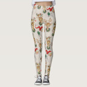 かわいいトナディアサンタレトロヴィンテージクリスマス レギンス (正面)