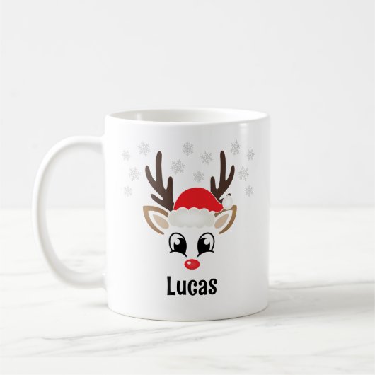 かわいいトナディアボーイサンタハット名前をカスタムするクリスマス コーヒーマグカップ (左)