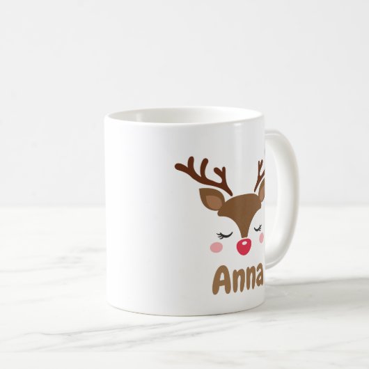 かわいいトパーソナライズされたナカイのクリスマス  コーヒーマグカップ (正面右)