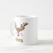 かわいいトパーソナライズされたナカイのクリスマス コーヒーマグカップ (正面左)