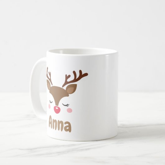 かわいいトパーソナライズされたナカイのクリスマス  コーヒーマグカップ (正面左)